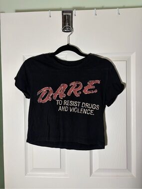 D.A.R.E. Black Graphic Crop Tee - Women's Casual Top